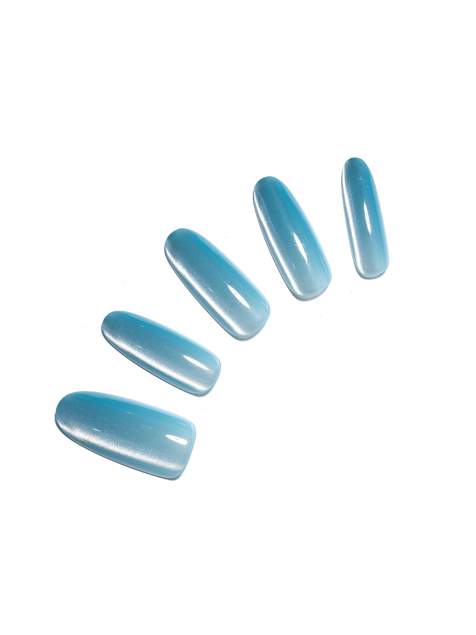 Sky blue solid color oval press on nails – salon-quality acrylic nails