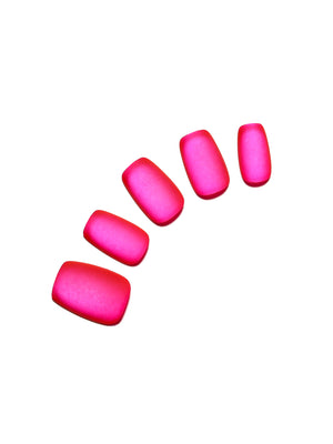 Popstar Pink short square hot pink press-on nails 30-piece set