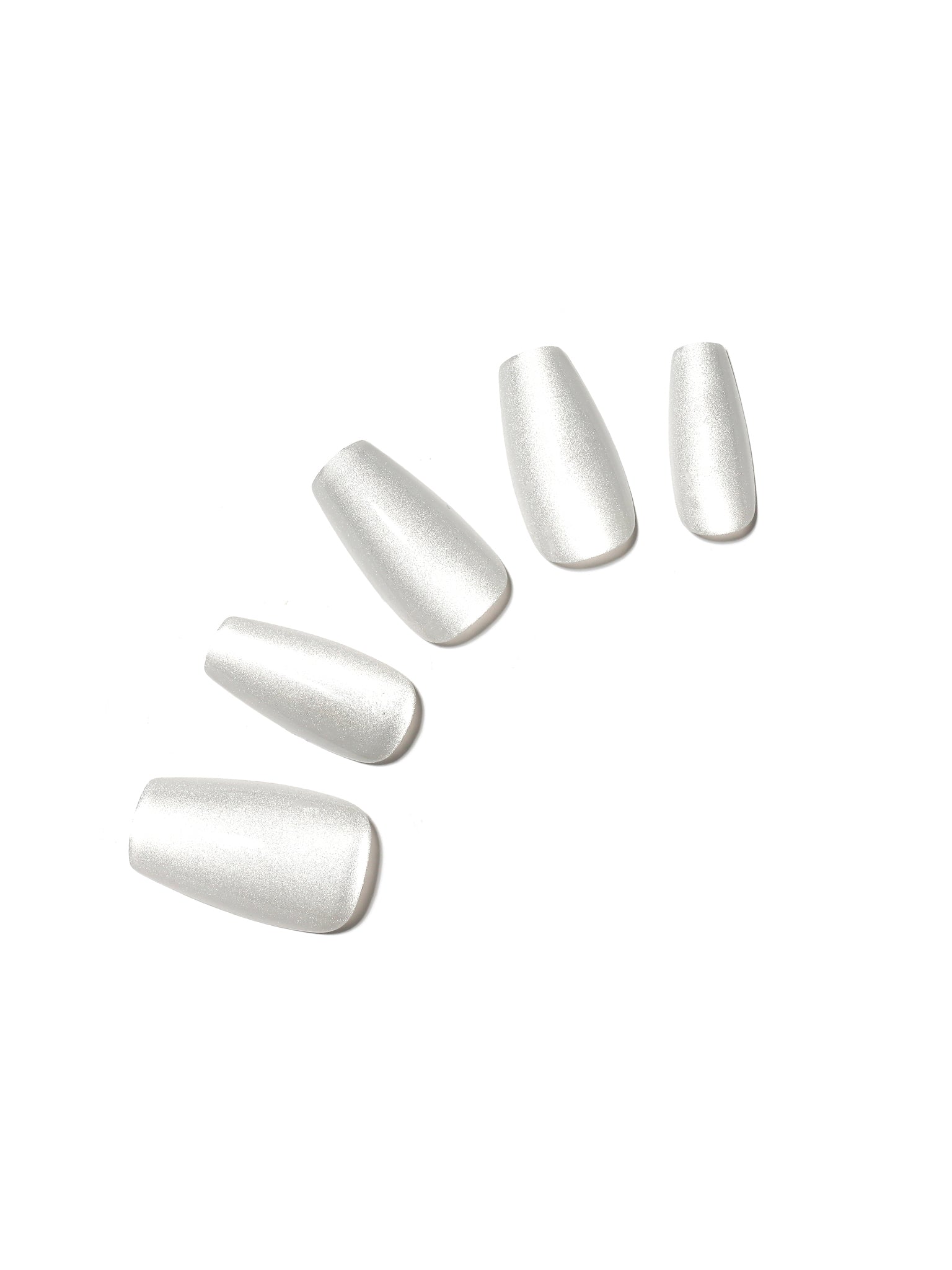 white coffin shape press on nails