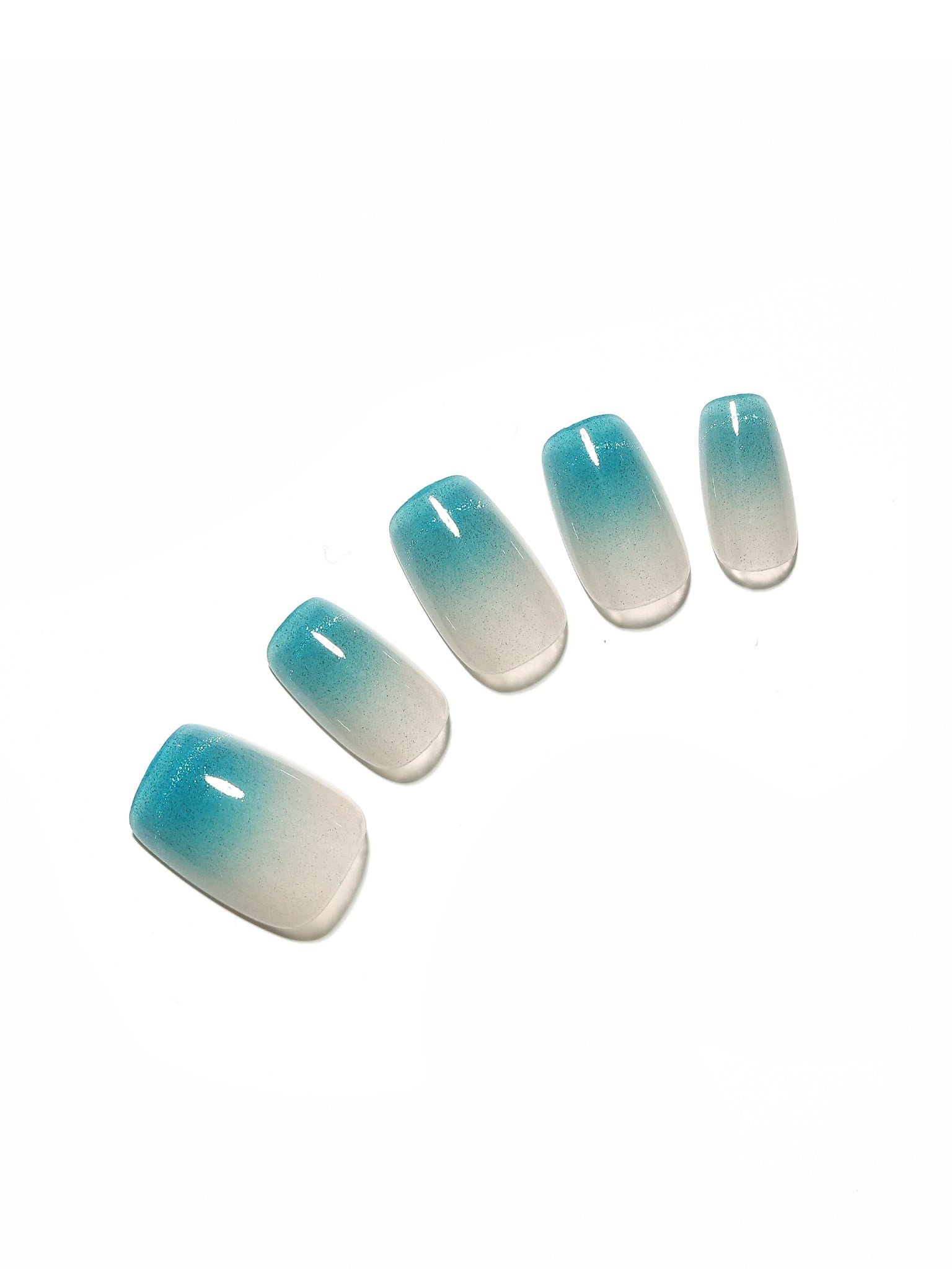 squoval blue ombre press on nails