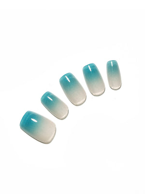 squoval blue ombre press on nails