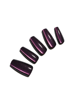 purple coffin shape press on nails