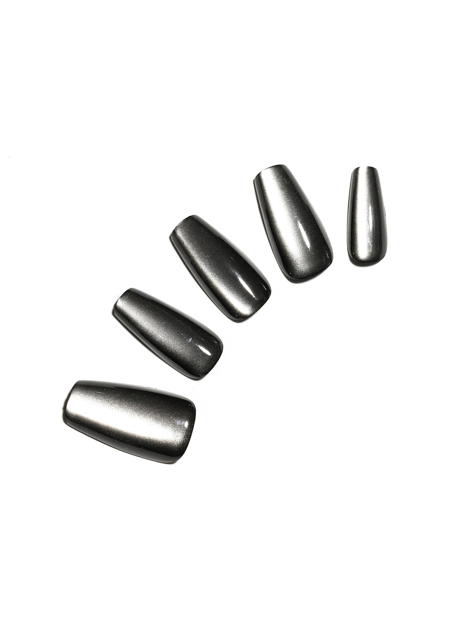 black coffin shape press on nails