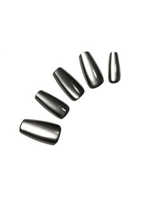 black coffin shape press on nails