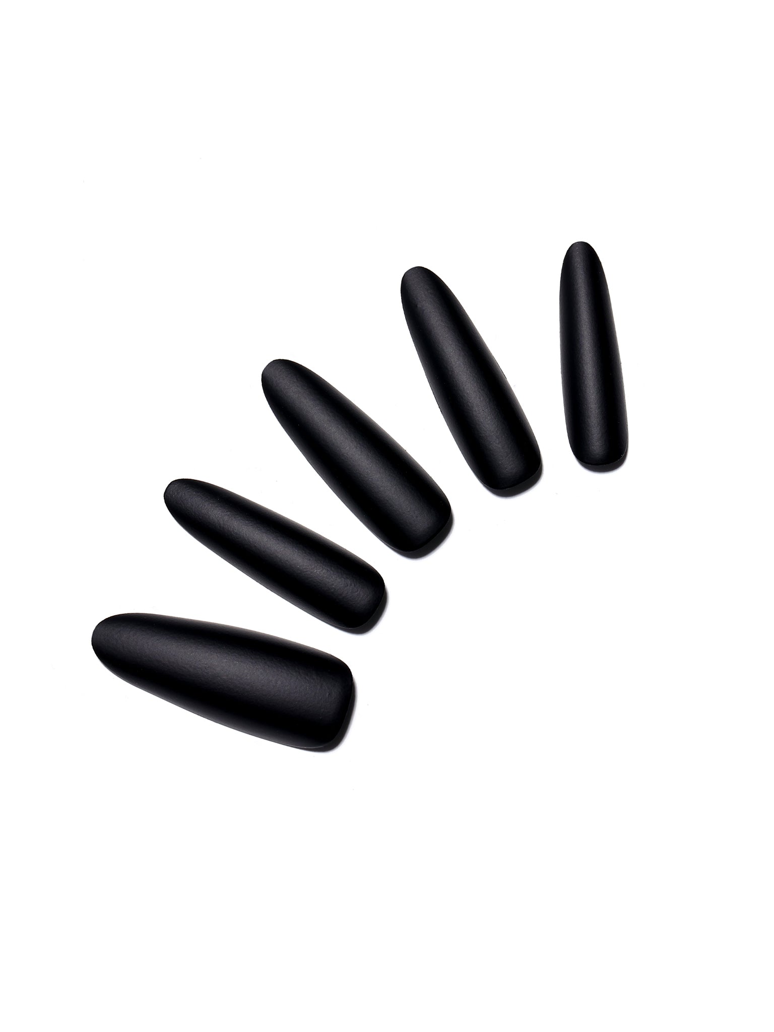 Noir Nights long oval matte black press-on nails 30-piece PMMA acrylic set