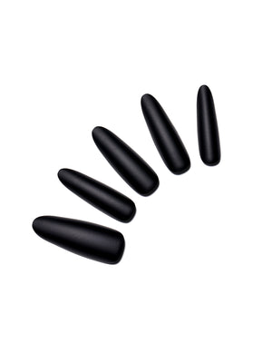 Noir Nights long oval matte black press-on nails 30-piece PMMA acrylic set