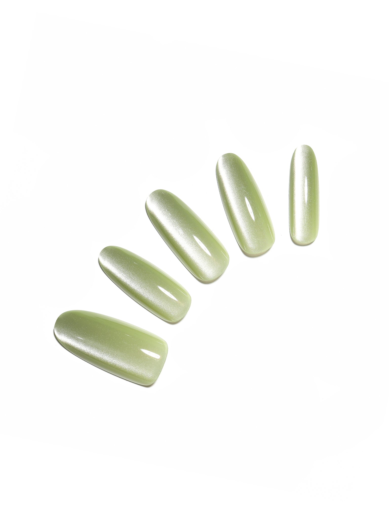 Jade Jelly long oval jade green cat eye press-on nails 30-piece PMMA acrylic set