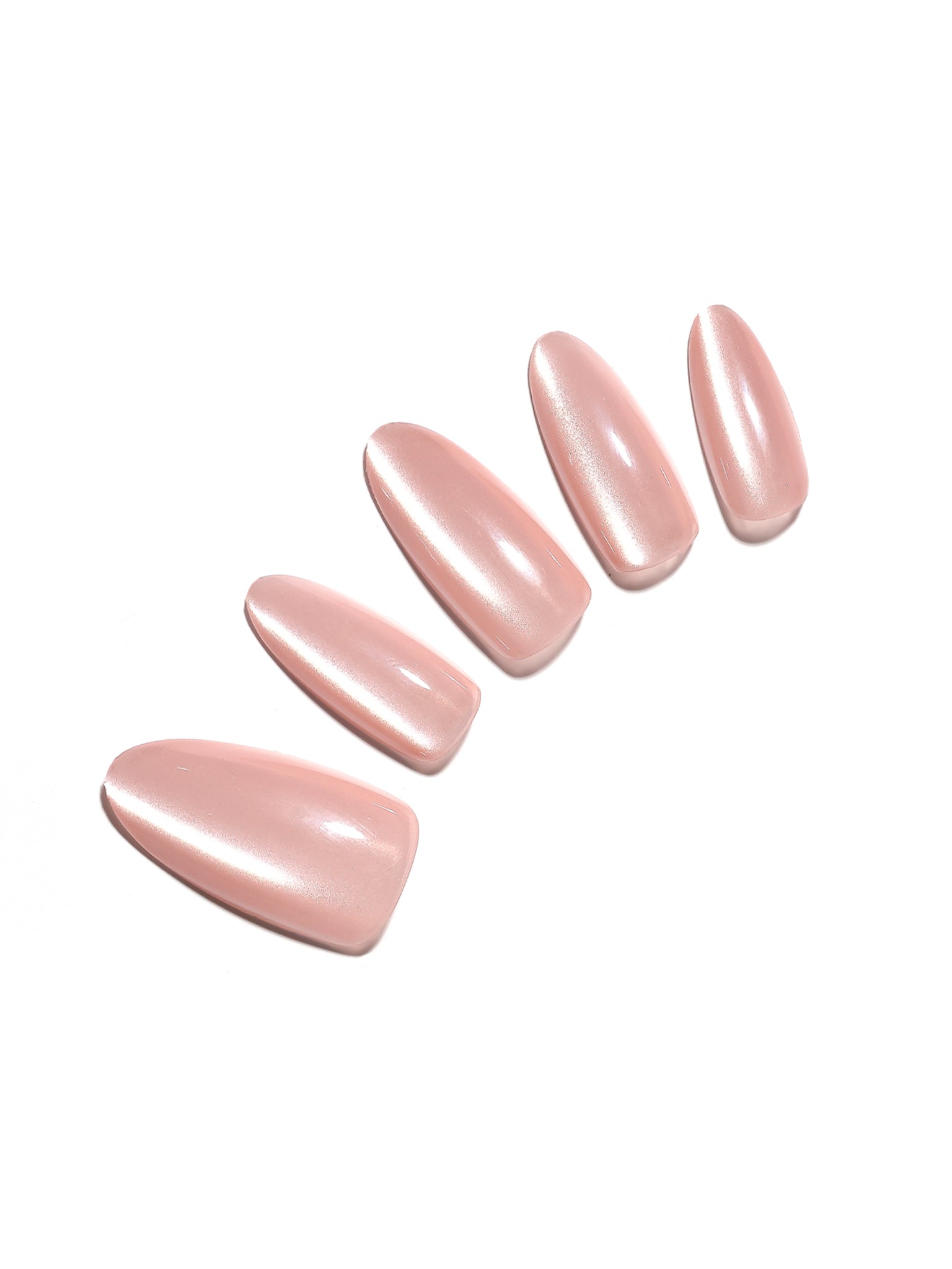 Set of light pink almond shape press on nails
