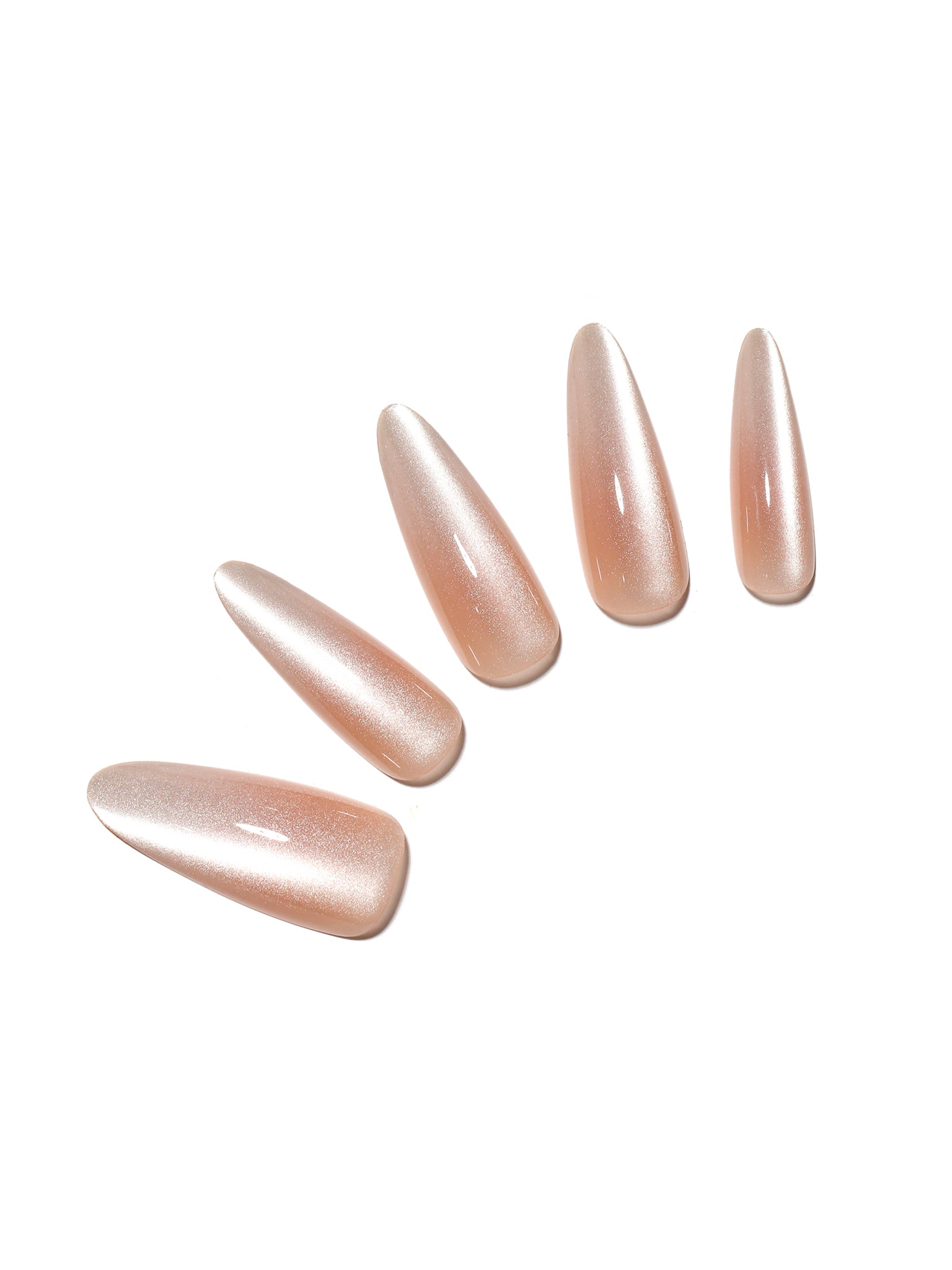 Set of nude-colored nail polish on a white background