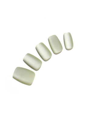 Mint matte square press-on nails, short square shape on white background