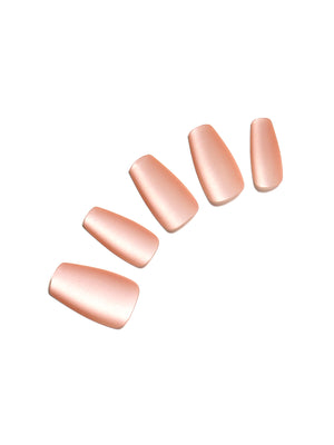 Peach Kiss long coffin peach nude press-on nails 30-piece PMMA acrylic set