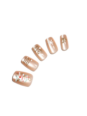 Snowy Wishes white winter glitter press on nails 30 piece acrylic set