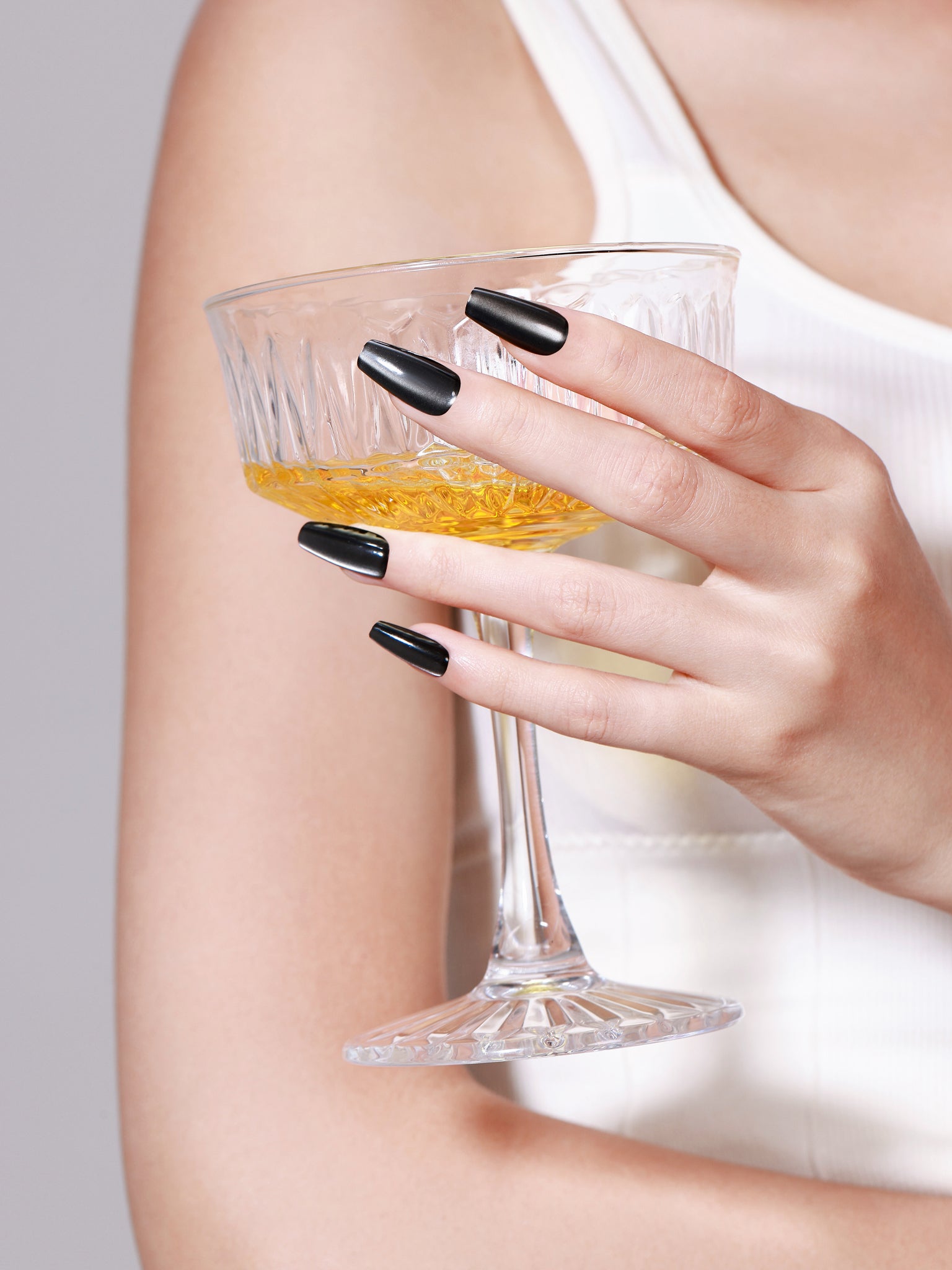 black coffin shape press on nails