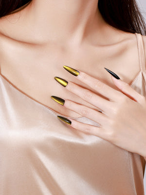 Set of Gold metallic nail long stiletto shape press on nails