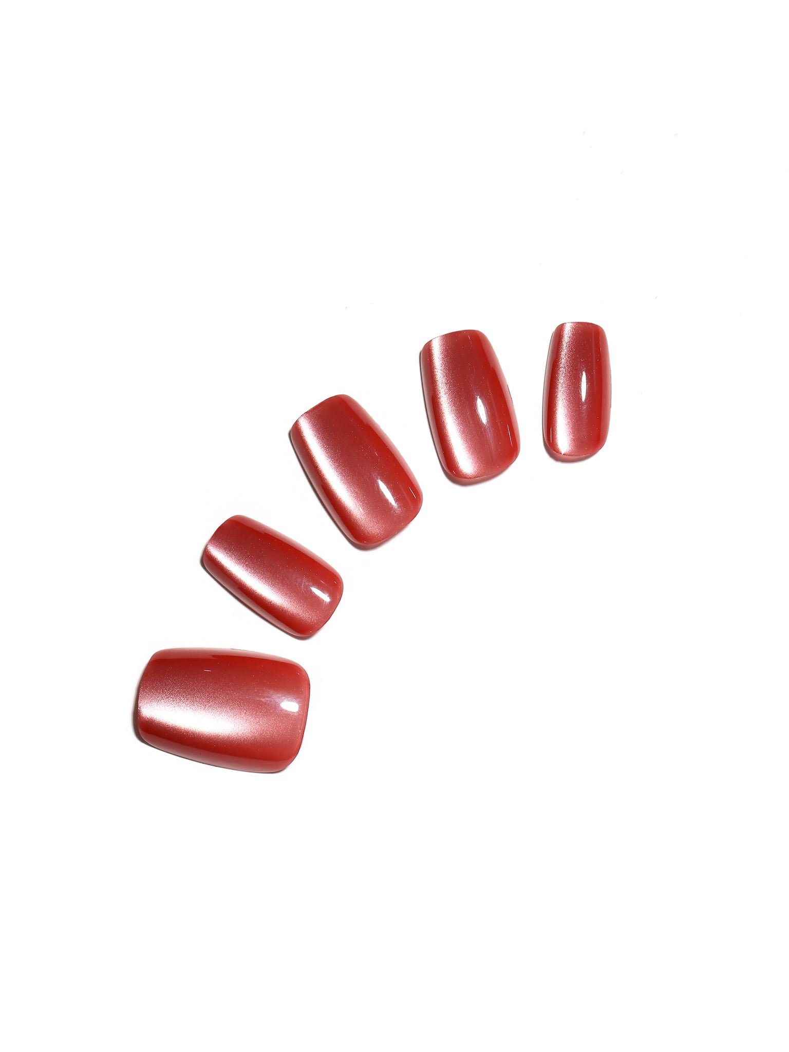 Burnt Rose warm rose nude press on nails medium square with soft metallic finish