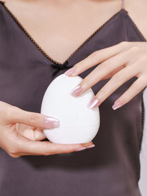 Peach Candy short square peach nude press-on nails with salon-grade gel shine