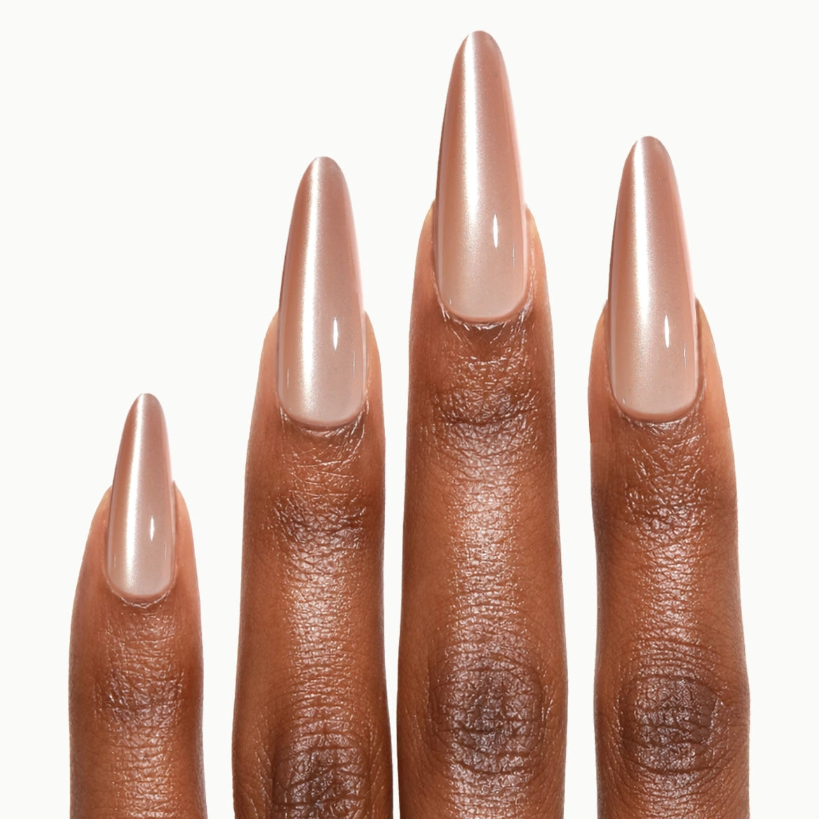 Pale Petal – Long Stiletto Nude Pearl Press-On Nails