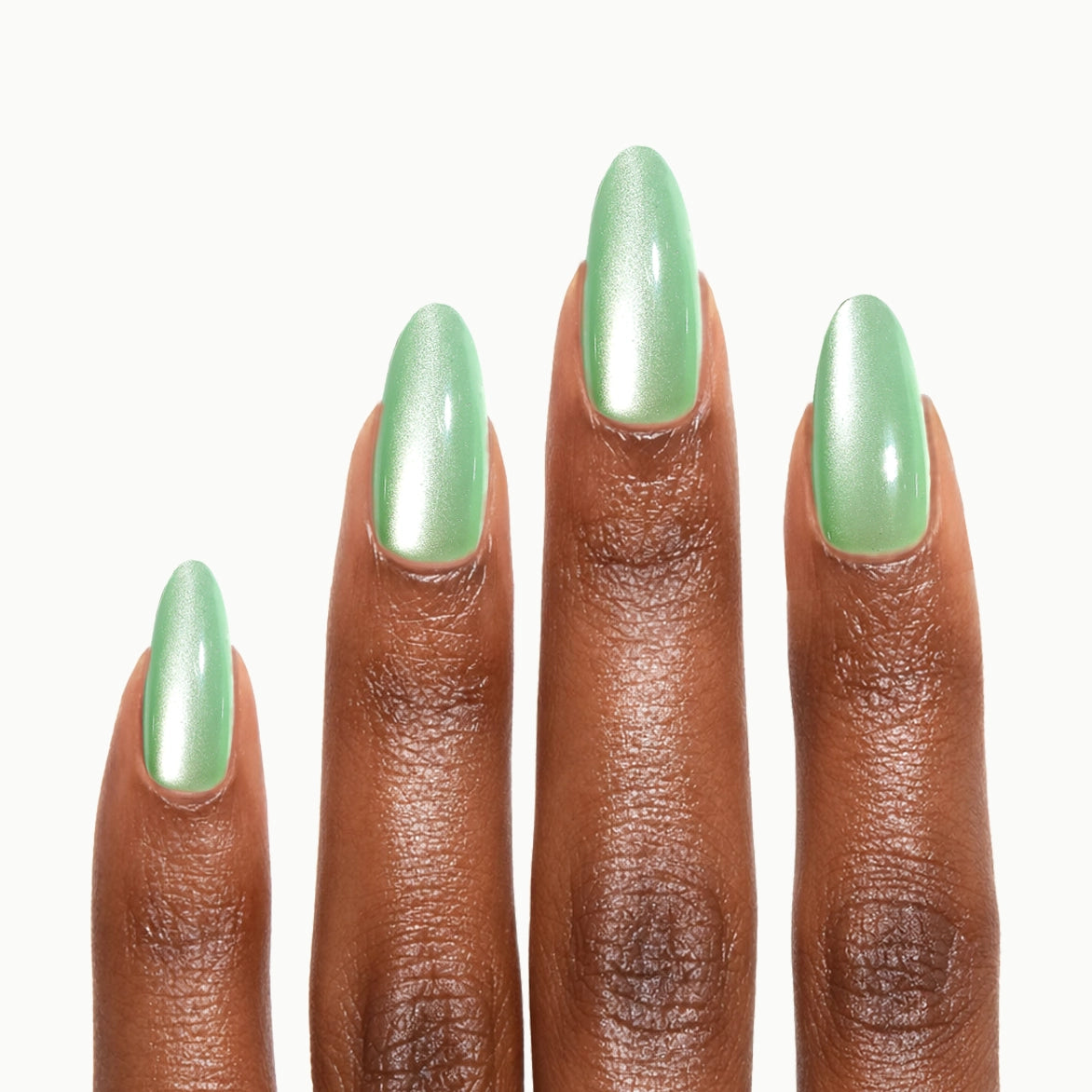 Icy Matcha – Medium Almond Mint Green Pearl Press On Nails