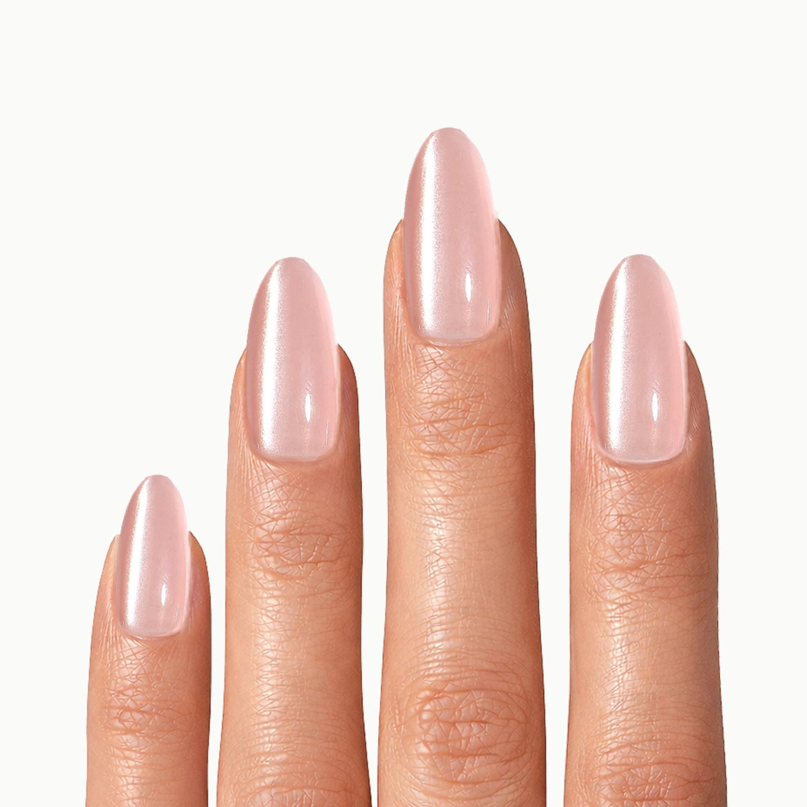 Silk Blush – Medium Almond Blush Pearl Press-On Nails