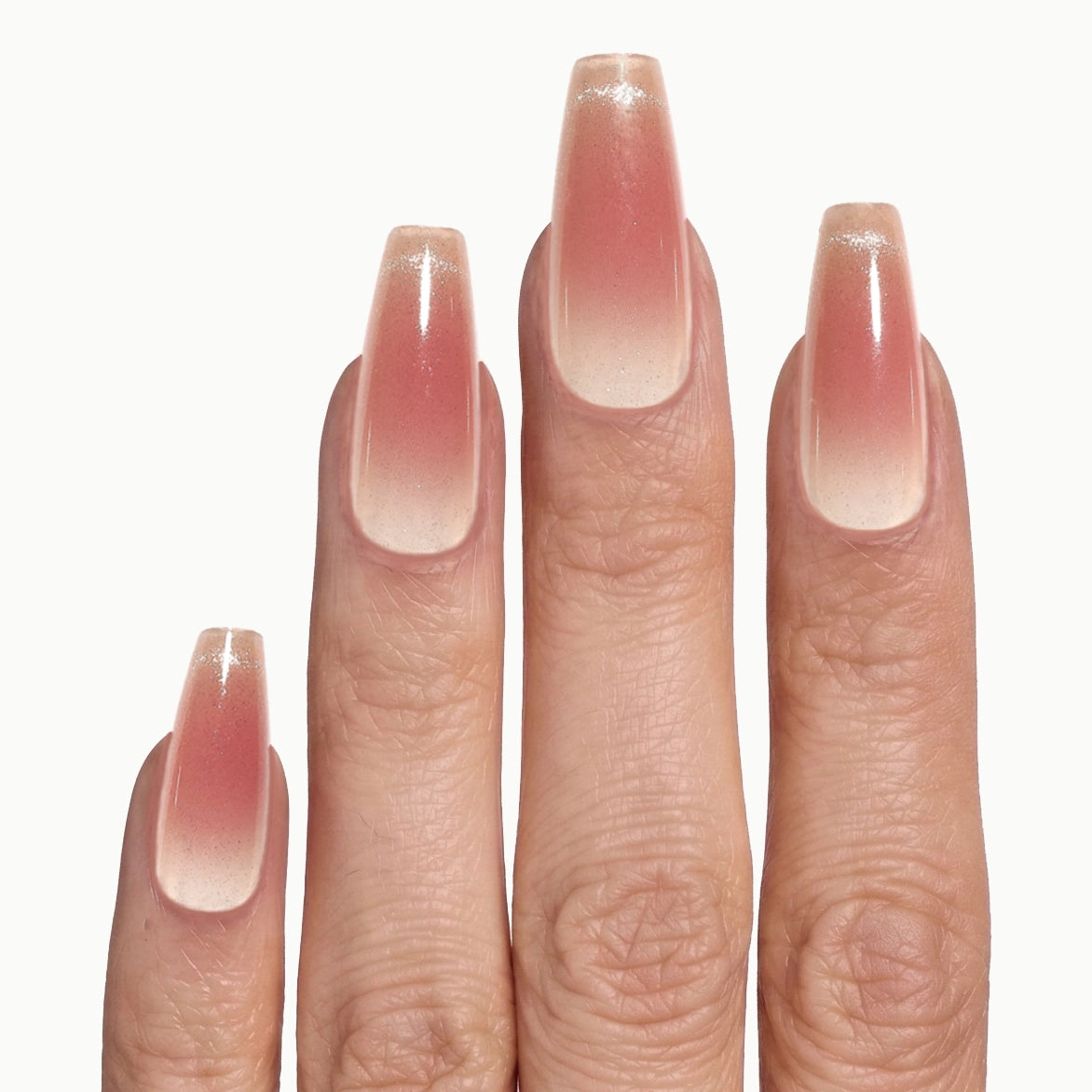 Peach Polish – Long Coffin Peach Nude Ombré Press-On Nails