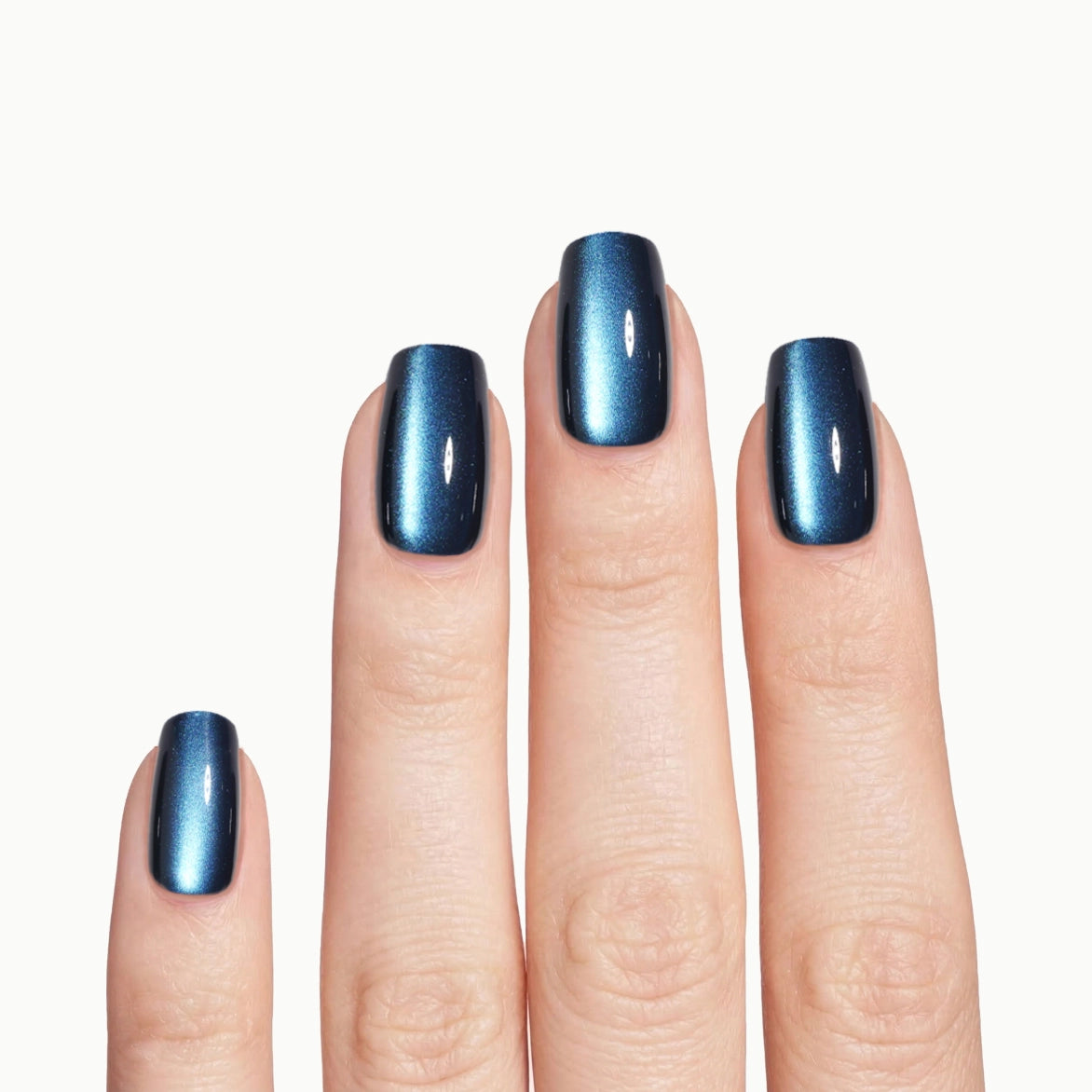 Galaxy – Short Square Metallic Navy Blue Press-On Nails