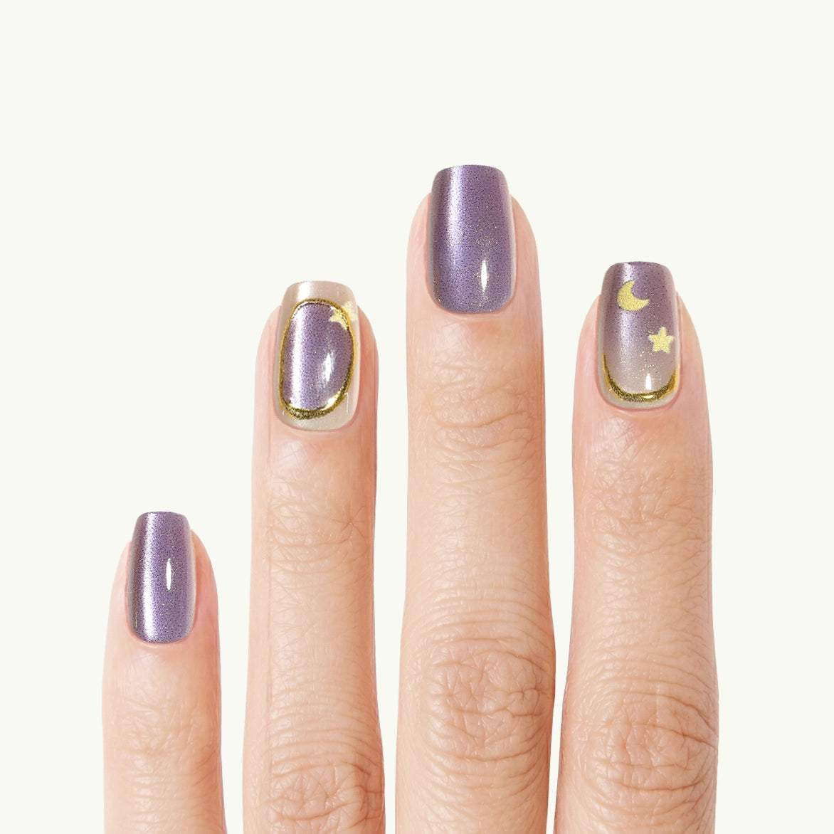 Purple Stardust – Square Purple Galaxy Press-On Nails