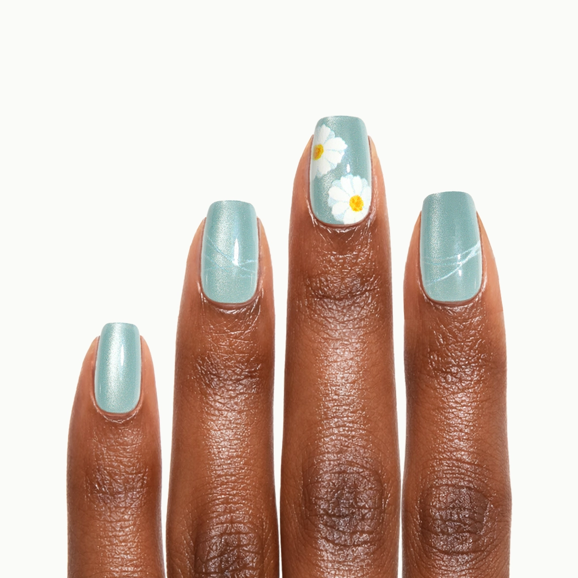 Daisy Dream – Medium Square Daisy Press-On Nails