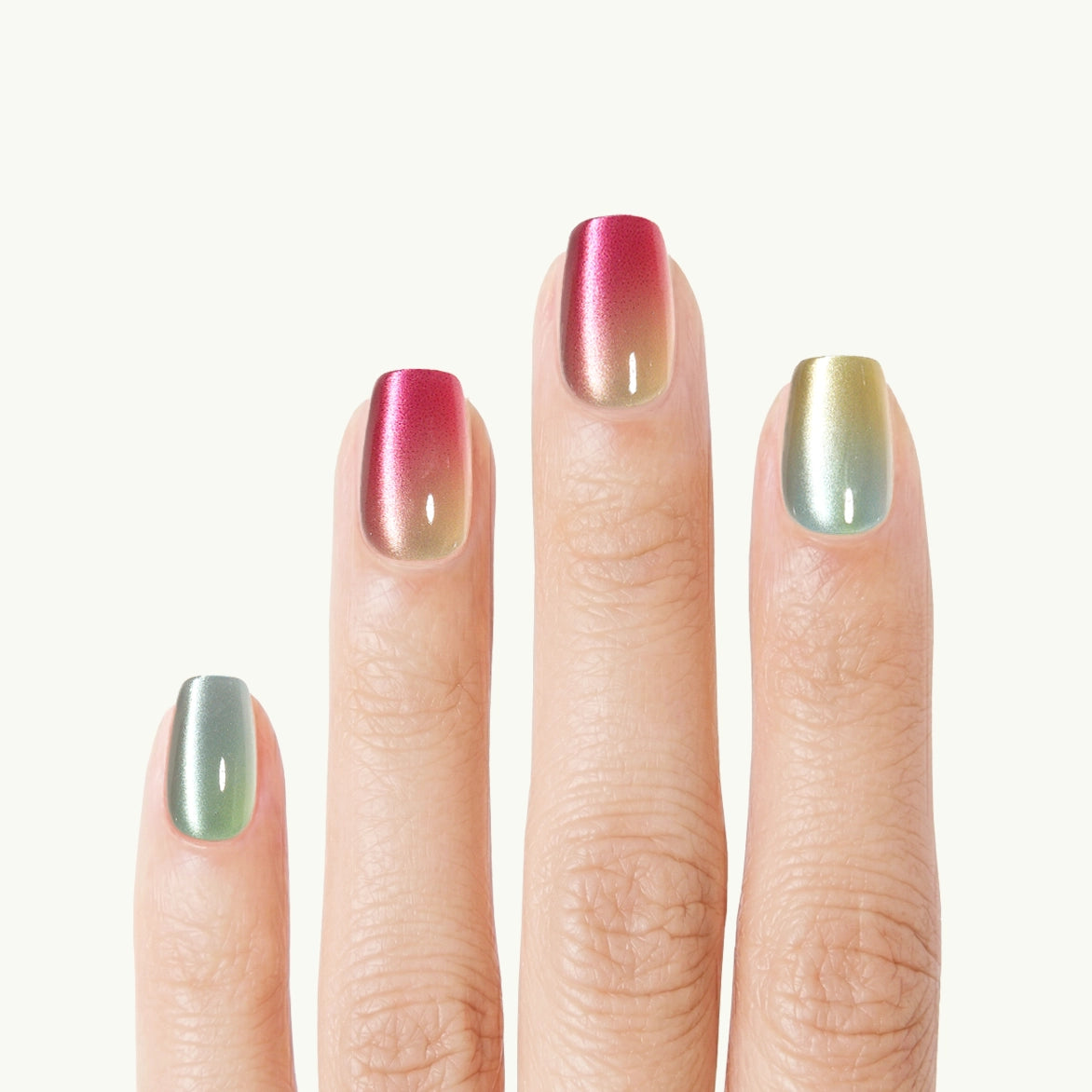 Crystal Candy – Short Square Chrome Press-On Nails