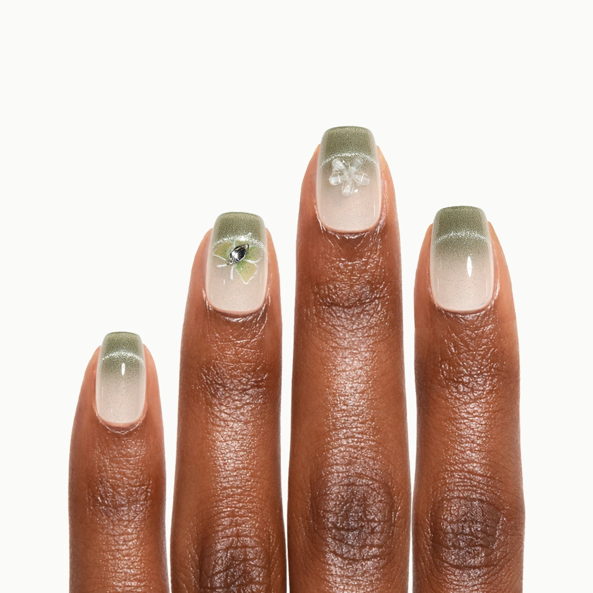Pine Green - Square Solid Color Acrylic Fake Nails