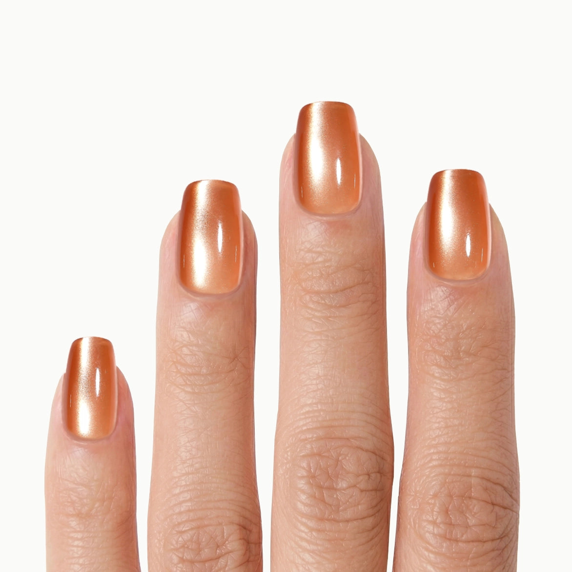 Citrus Squeeze – Square Copper Orange Pearl Press-On Nails